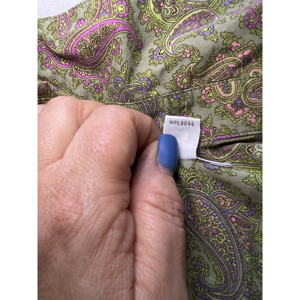 Charter Club Womens Shirt Button-Up Paisley 100% Cotton Long Sleeve Size 4P - Picture 7 of 9